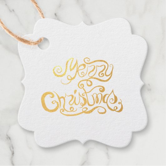 Vrolijk kerstfeest in funky tekst bedankjes labels (Voorkant)