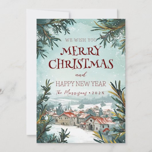 Vrolijk kerstfeest in Gelukkig Nieuwjaar Winter Feestdagenkaart (Voorkant)