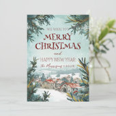 Vrolijk kerstfeest in Gelukkig Nieuwjaar Winter Feestdagenkaart (Staand voorkant)