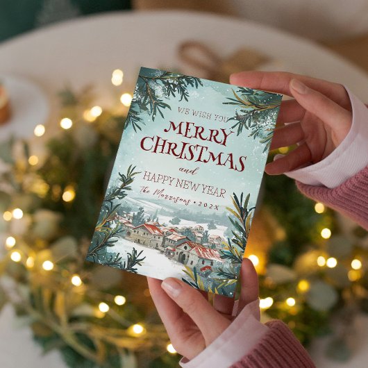 Vrolijk kerstfeest in Gelukkig Nieuwjaar Winter Feestdagenkaart