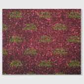 Vrolijk kerstfeest in Glitter Burgundy en Green Cadeaupapier (Vlak)