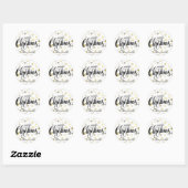 Vrolijk kerstfeest in Gold en Silver Snow Aanpasse Ronde Sticker (Vel)