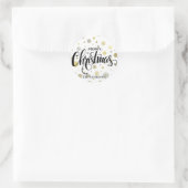 Vrolijk kerstfeest in Gold en Silver Snow Aanpasse Ronde Sticker (Tas)