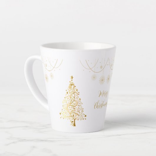 Vrolijk kerstfeest in Gold Latte Mok (Linkerhoek)