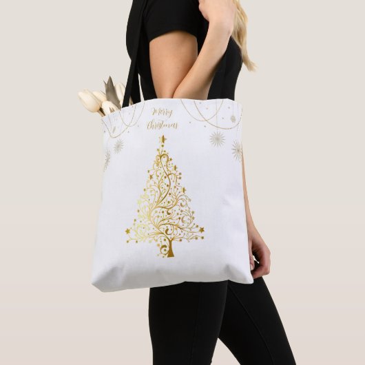 Vrolijk kerstfeest in Gold Tote Bag (Dichtbij)