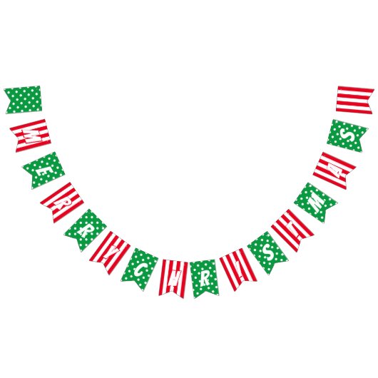 Vrolijk Kerstfeest in Groen en Rood en Wit Patroon Vlaggetjes (Alle)