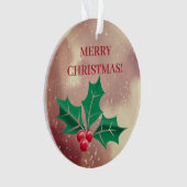 Vrolijk kerstfeest in groen en rood - Holly Ornament (voorkant)