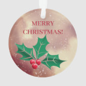 Vrolijk kerstfeest in groen en rood - Holly Ornament (achterkant)