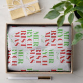 Vrolijk kerstfeest in groen en rood tissuepapier (Geschenk)