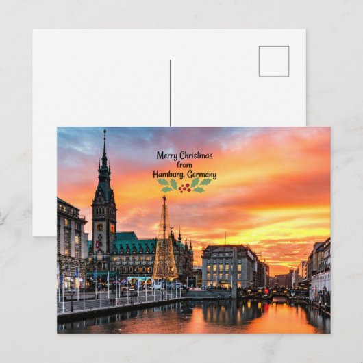 Vrolijk kerstfeest in Hamburg, Duitsland Briefkaart (Voorkant / Achterkant)