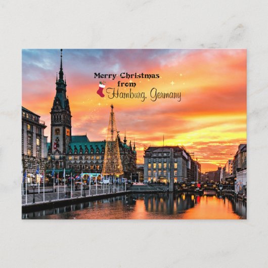 Vrolijk kerstfeest in Hamburg, Duitsland Briefkaart (Voorkant)