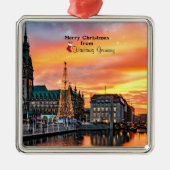 Vrolijk kerstfeest in Hamburg, Duitsland Metalen Ornament (Voorkant)