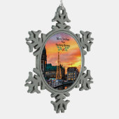 Vrolijk kerstfeest in Hamburg, Duitsland Tin Sneeuwvlok Ornament (Links)