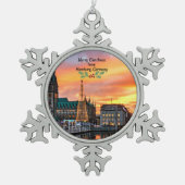 Vrolijk kerstfeest in Hamburg, Duitsland Tin Sneeuwvlok Ornament (Voorkant)