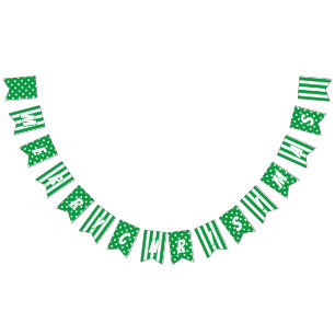 Vrolijk Kerstfeest in Helder Groen en Wit Patroon Vlaggetjes