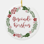 Vrolijk kerstfeest in het Afrikaans Geseënde Kersf Keramisch Ornament (Achterkant)