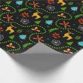 Vrolijk kerstfeest in het bos | Blauw Cadeaupapier (Hoek)