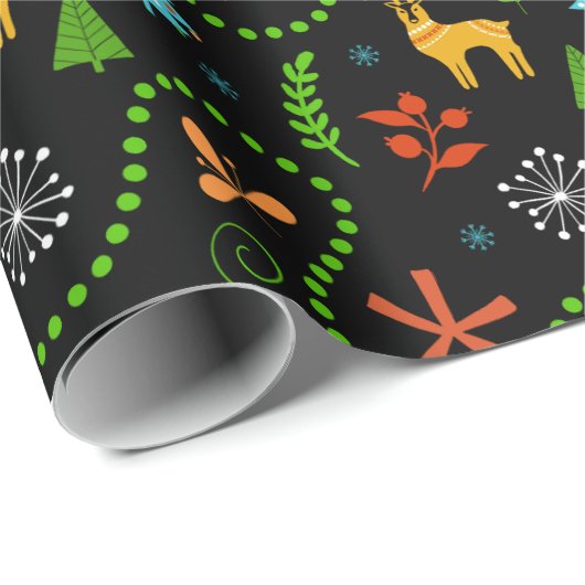 Vrolijk kerstfeest in het bos | Blauw Cadeaupapier (Rol Hoek)