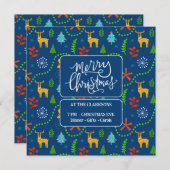 Vrolijk kerstfeest in het bos | Blauw Kaart (Voorkant / Achterkant)