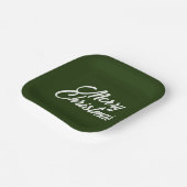 Vrolijk kerstfeest in het bos/donkergroen papieren bordje (Gebogen)