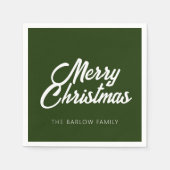 Vrolijk kerstfeest in het bos/donkergroen servet (Voorkant)