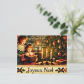 Vrolijk kerstfeest in het Frans Feestdagenkaart (Staand voorkant)