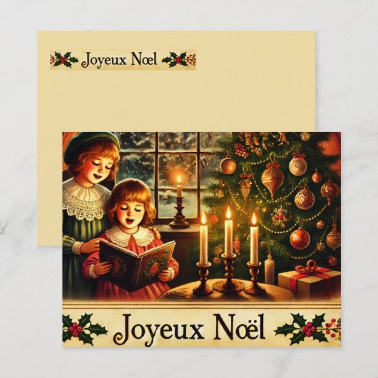 Vrolijk kerstfeest in het Frans Feestdagenkaart (Voorkant / Achterkant)