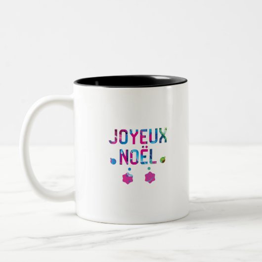 Vrolijk kerstfeest in het Frans Joyeux Noel Tweekleurige Koffiemok (Links)
