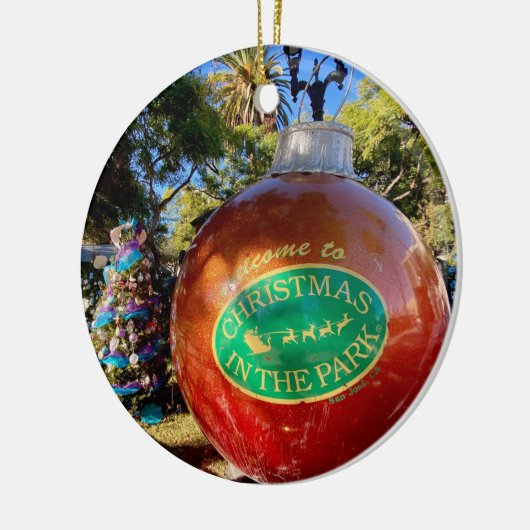 Vrolijk kerstfeest in het park! keramisch ornament (Links)