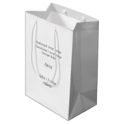 Vrolijk kerstfeest in het Pools Wesołych Świąt Medium Cadeauzakje (Achterkant Gekanteld)