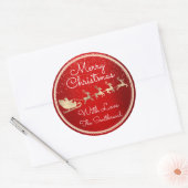 Vrolijk kerstfeest in het rechte rood van de kerst ronde sticker (Envelop)