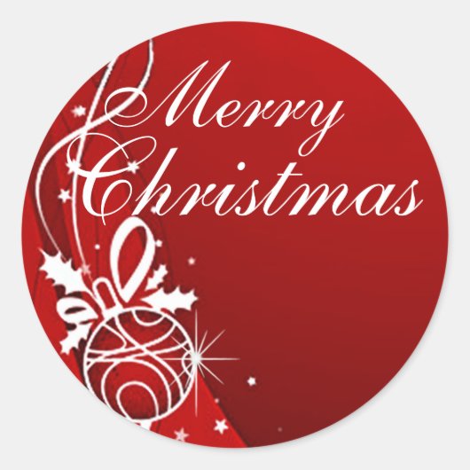 VROLIJK KERSTFEEST IN HET ROOD VAN SHARON SHARPE RONDE STICKER (Voorkant)