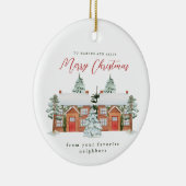 Vrolijk kerstfeest in je favoriete buren keramisch ornament (Rechts)