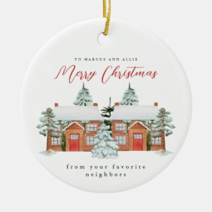 Vrolijk kerstfeest in je favoriete buren keramisch ornament