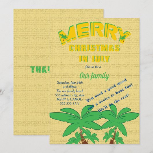 Vrolijk kerstfeest in juli feest kaart (Voorkant / Achterkant)
