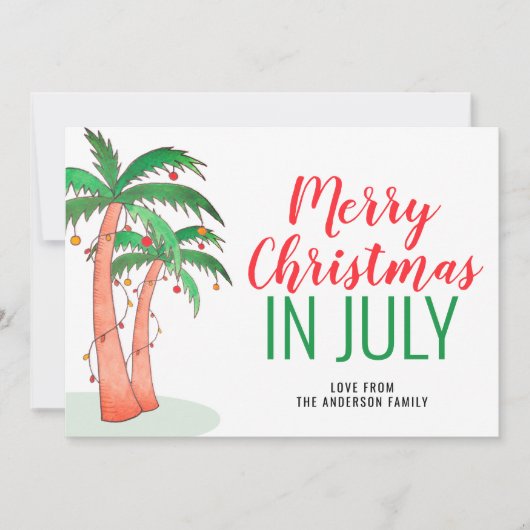 Vrolijk kerstfeest in juli feestdagenkaart (Voorkant)