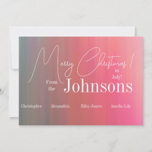 Vrolijk kerstfeest in juli feestdagenkaart (Voorkant)