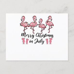 Vrolijk kerstfeest in juli Flamingo kerstavond Briefkaart