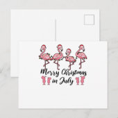 Vrolijk kerstfeest in juli Flamingo kerstavond Briefkaart (Voorkant / Achterkant)