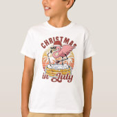 Vrolijk kerstfeest in juli Flamingo kerstavond T-shirt (Voorkant)