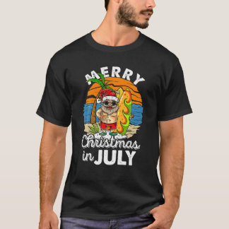 Vrolijk kerstfeest in juli kerstman bij het strand t-shirt