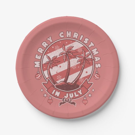 Vrolijk kerstfeest in juli papieren bordje (Voorkant)