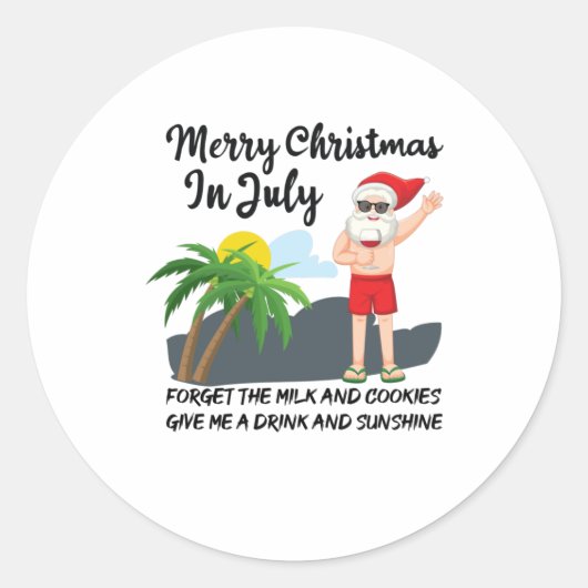 Vrolijk kerstfeest in juli ronde sticker (Voorkant)