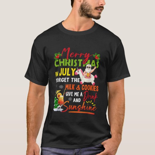 Vrolijk kerstfeest in juli Santa Beach Zomervakant T-shirt (Voorkant)