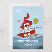 Vrolijk kerstfeest in juli Surfen Sinterklaas Feestdagenkaart (Voorkant)
