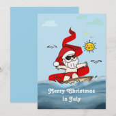 Vrolijk kerstfeest in juli Surfen Sinterklaas Feestdagenkaart (Voorkant / Achterkant)