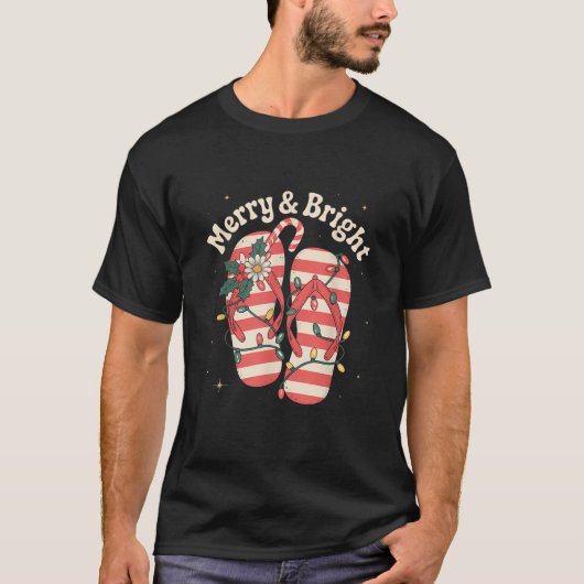 Vrolijk kerstfeest in juli Teenslippers T-shirt (Voorkant)