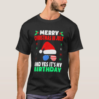 Vrolijk kerstfeest in juli verjaardagsfeestje gebo t-shirt
