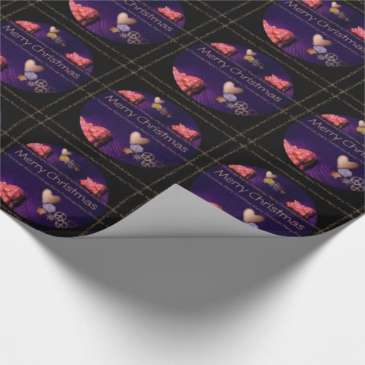 Vrolijk Kerstfeest in kleine lijnen - Koolstof - Cadeaupapier (Hoek)