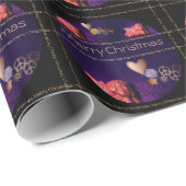 Vrolijk Kerstfeest in kleine lijnen - Koolstof - Cadeaupapier (Rol Hoek)